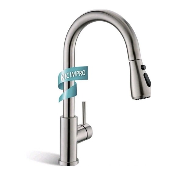 NEW Kicimpro Kitchen Faucet Pull Down Sprayer Single Handle Brushed Nickel - Picture 1 of 14
